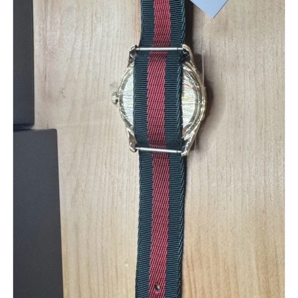 Gucci G-Timeless Gold Tone Nylon Watch 38mm Unisex - Picture 4 of 12